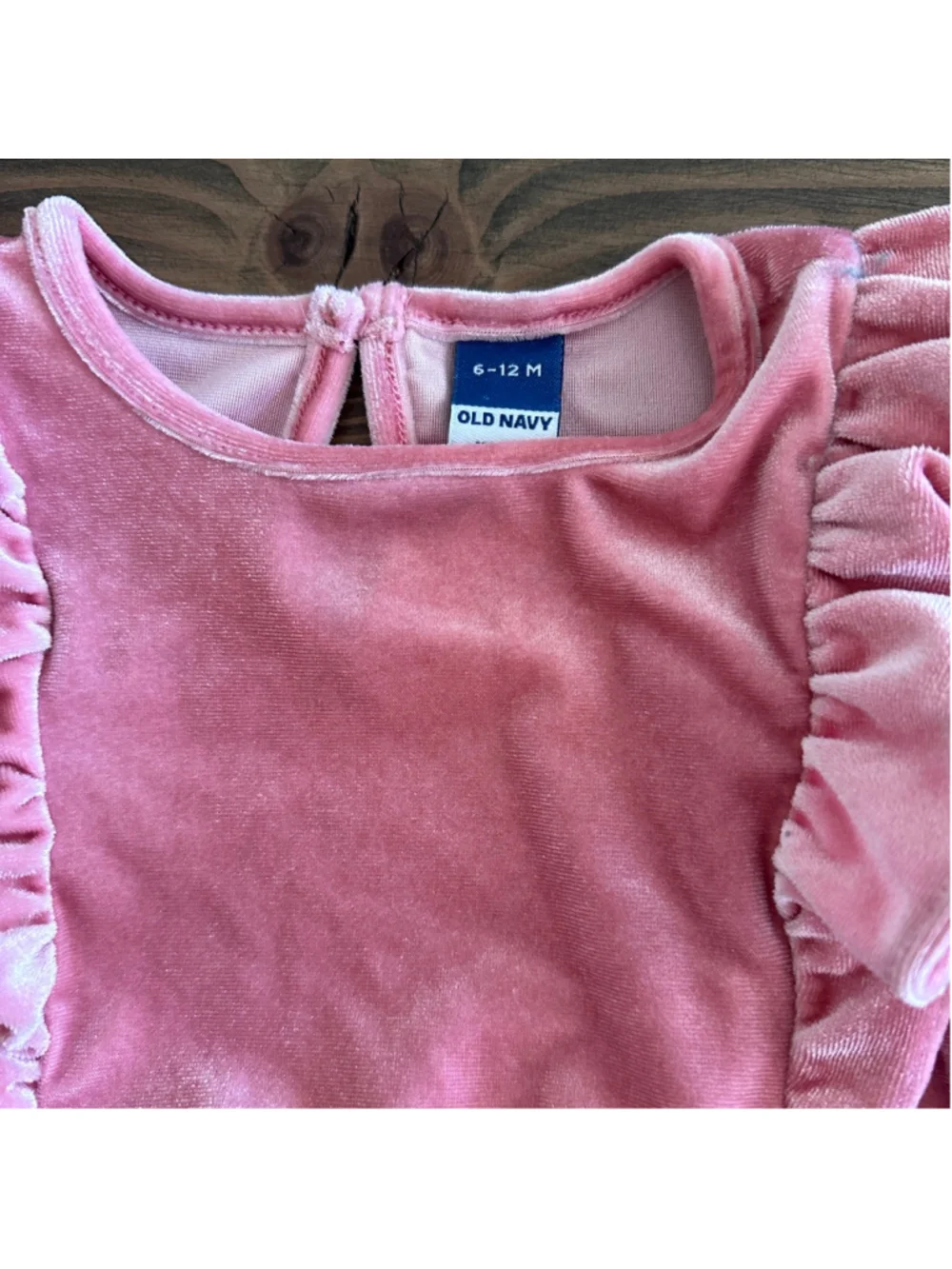 Baby Old Navy Pink Velvet Ruffle Jumpsuit 6-12M Holiday Outfit
